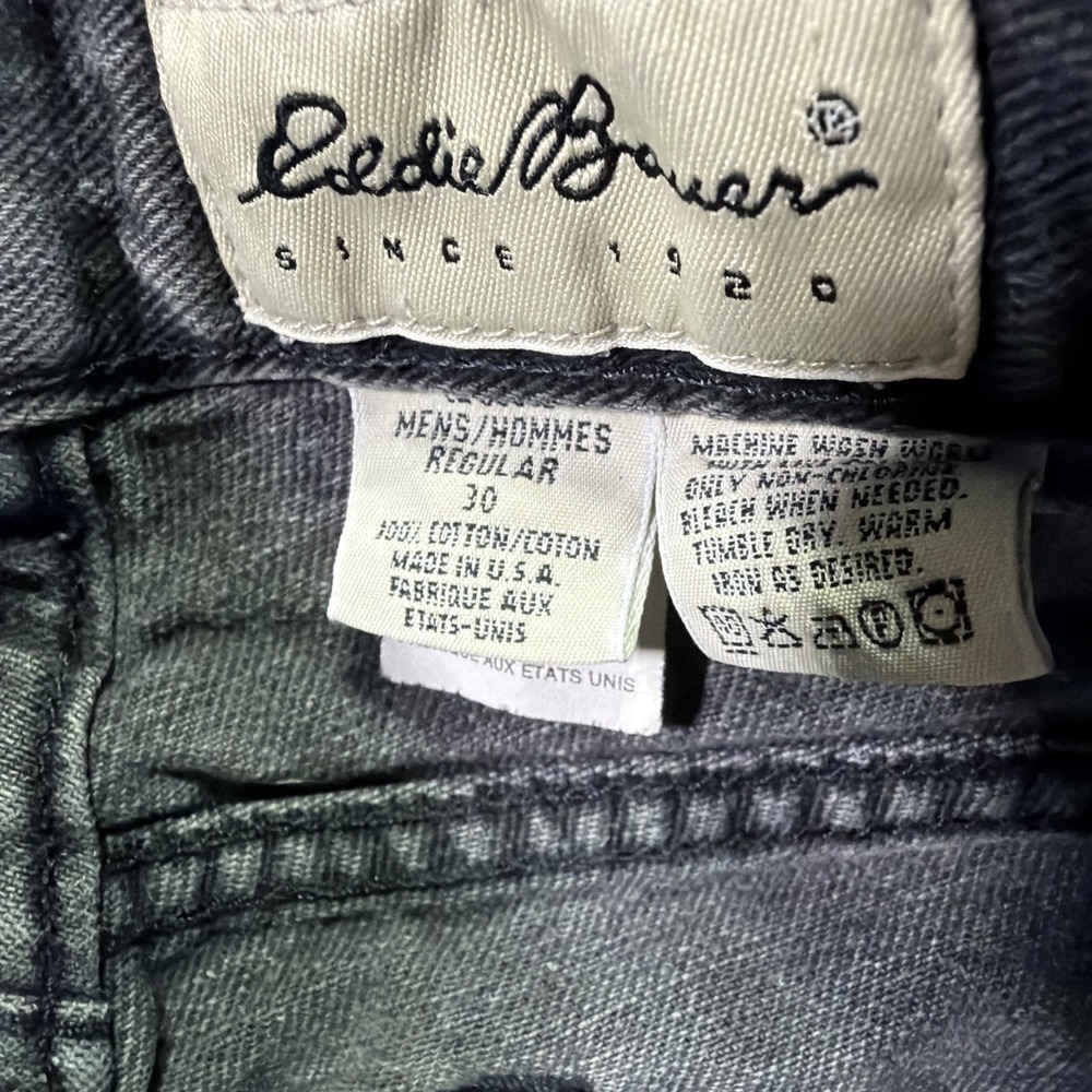 Vintage Eddie Bauer Black Denim Jeans Faded Relaxed Fit Size 30X29 USA Made - Picture 3 of 9